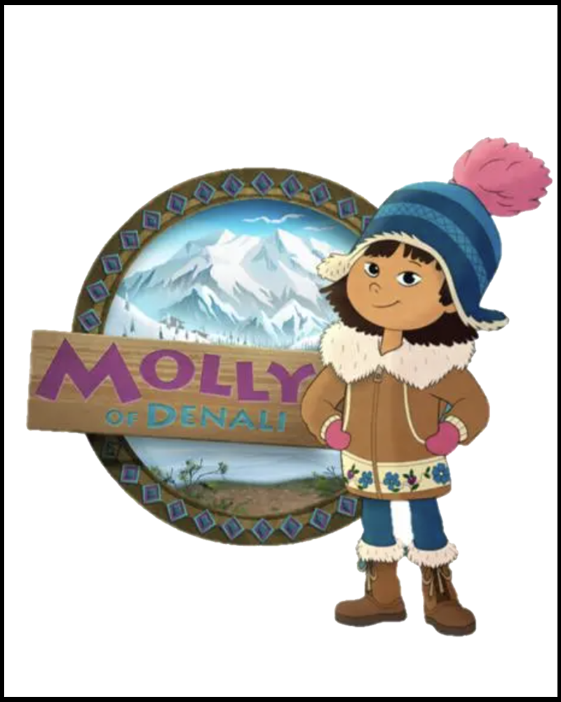 Graphic image of Molly standing in front of the Molly of Denali logo.
