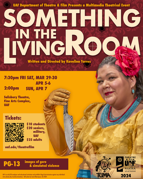 Something in the Living Room publicity poster, courtesy of UAF Theatre and Film