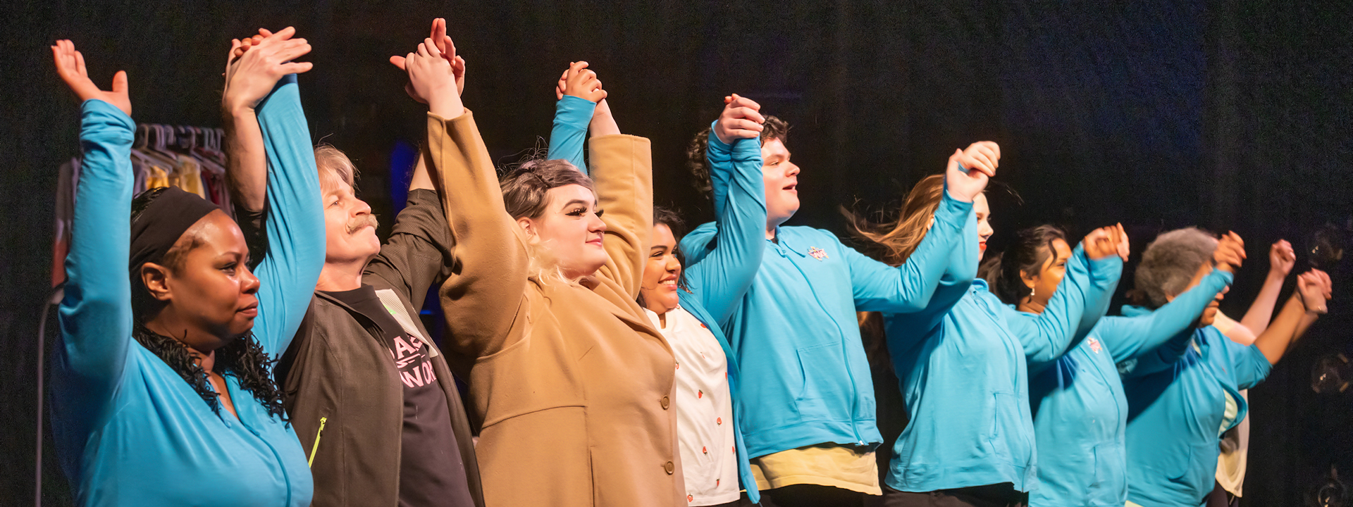 Cast members take a bow after a dress rehearsal of the UAF Theatre and Film production of Dance Nation Thursday, November 9, 2023 in the UAF Salisbury Theatre. UAF Photo by Eric Engman