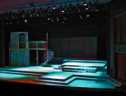 Set design: balcony, stairs and platforms