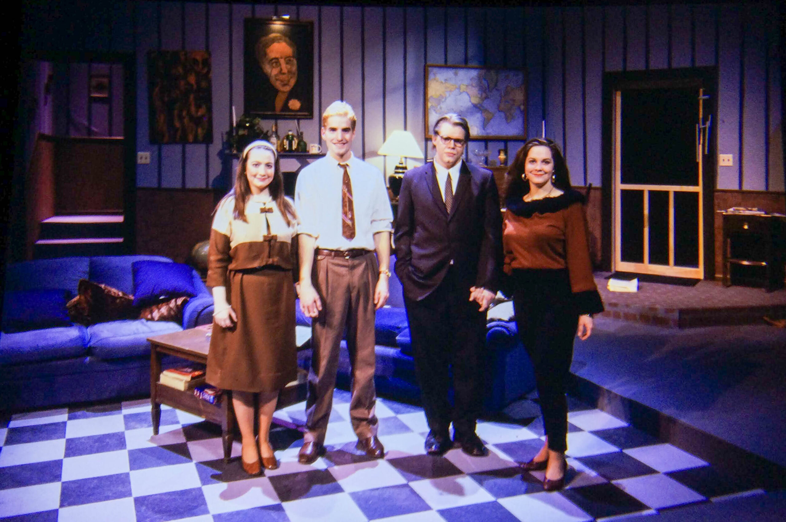 Group shot of Cast B of Who's Afraid of Virginia Woolf, Featuring Calvin Alden, David Fields, Jen Cross, Jessica Nunez, directed by Anatoly Antohin, 1997