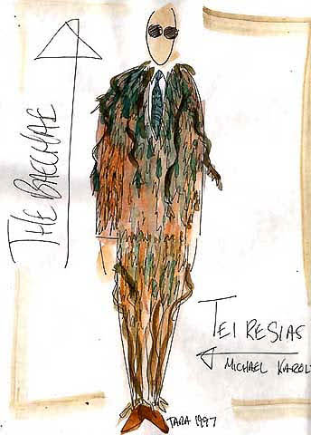 "The Bacchae" costume renderings by Tara Maginnis