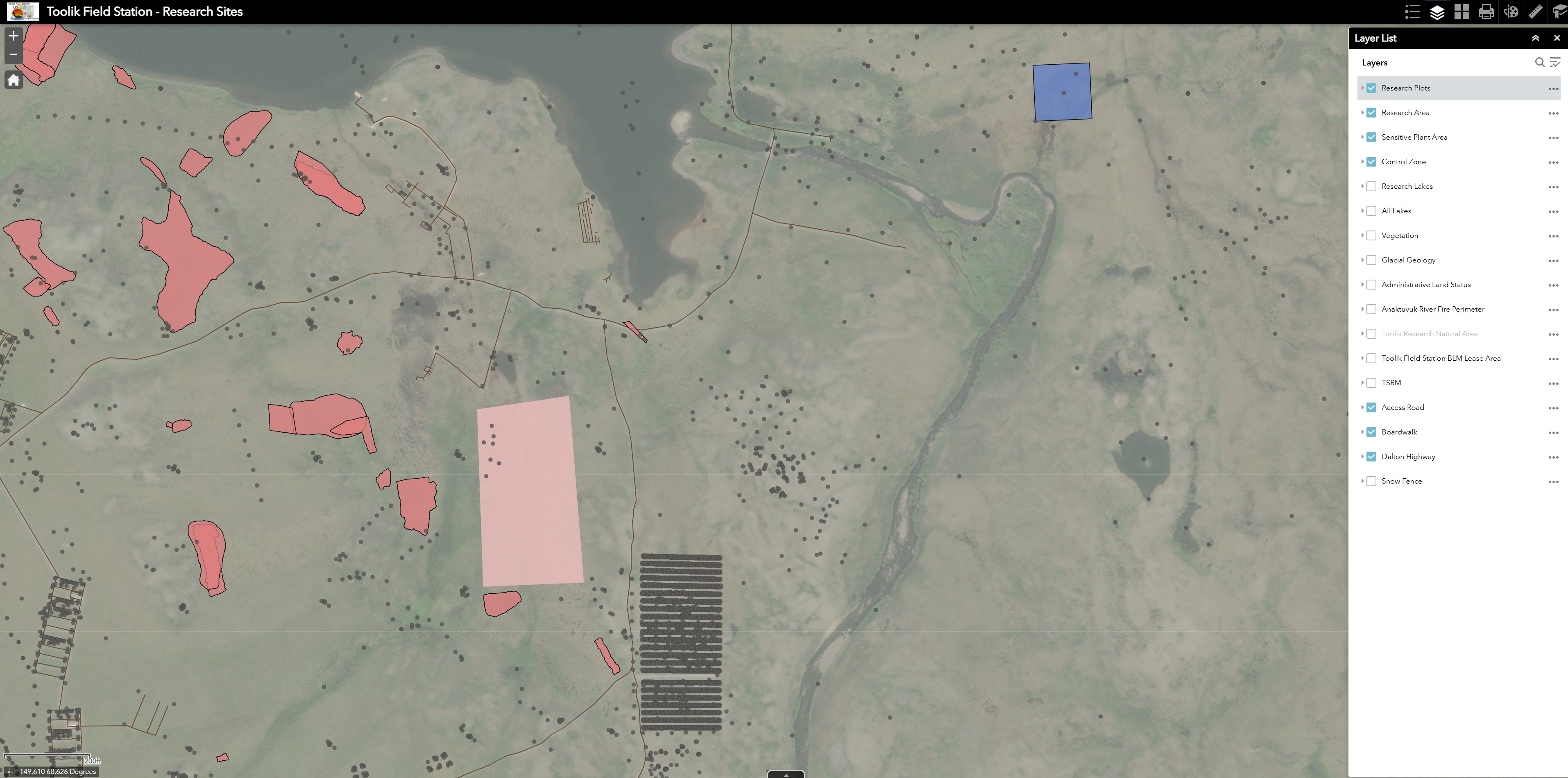 Research plots web map