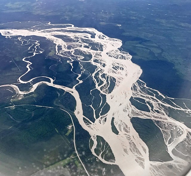 Aerial shot of the Tanana River