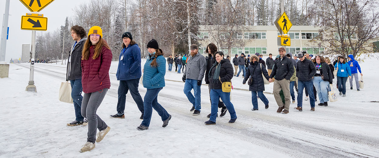 Prospective students tour the UAF Troth Yeddha' Campus in Fairbanks.