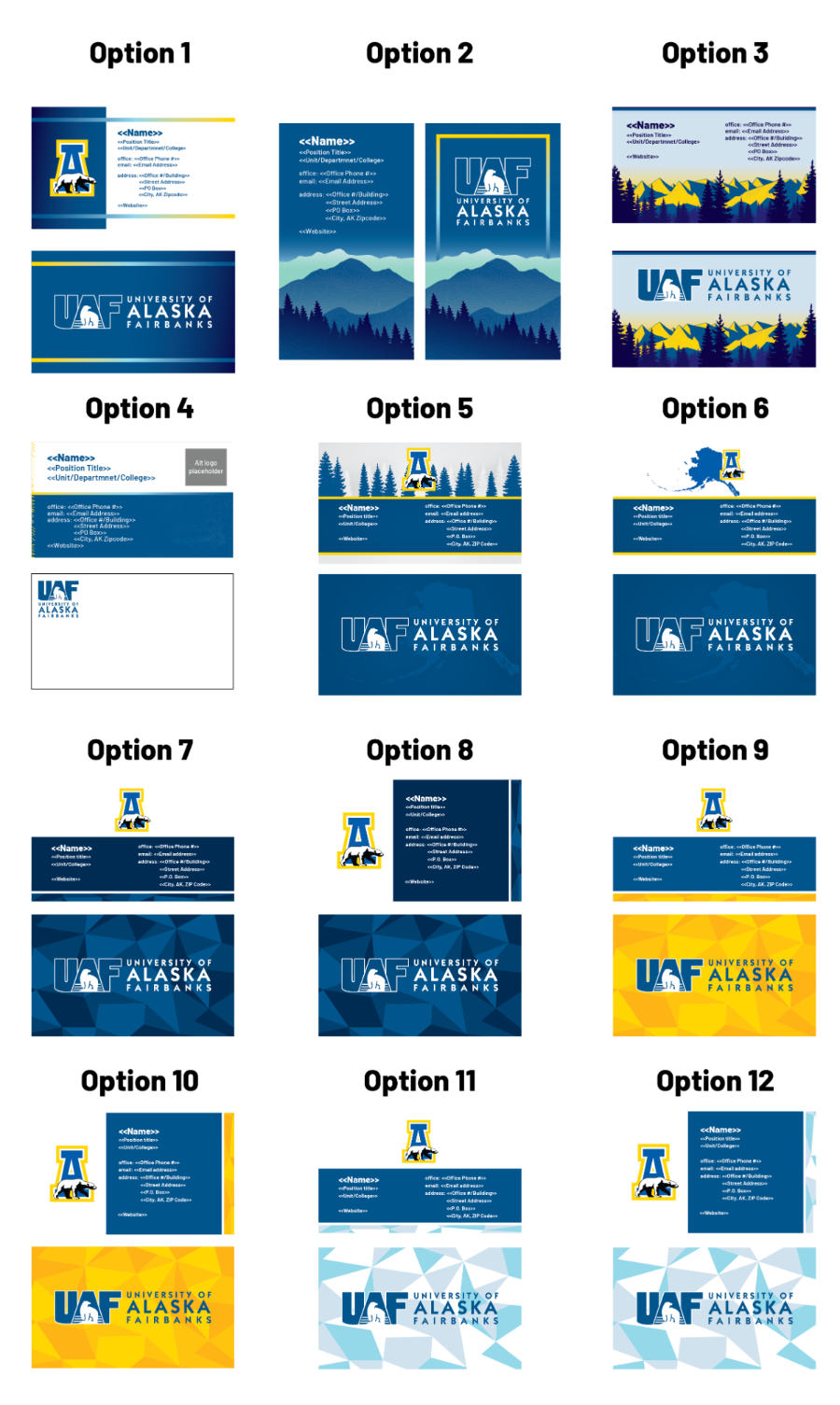 UAF Business Card designs