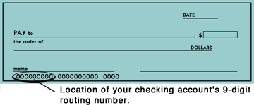 Check with the routing number circled