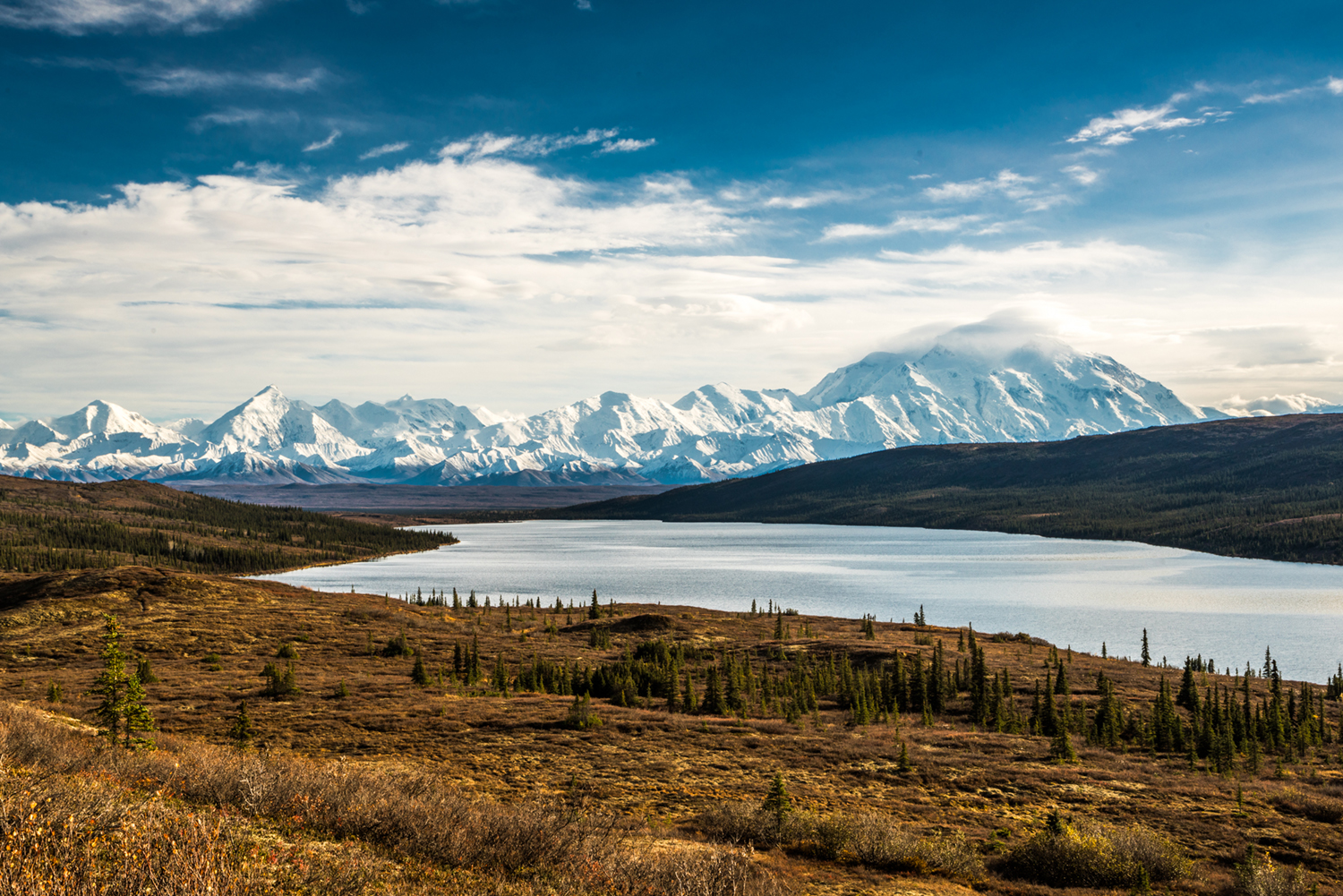 Denali seen from a hill top near the far end of Wonder Lake during the 2016 Denali Road Lottery weekend Sept. 19, 2016. UAF Photo by Todd Paris